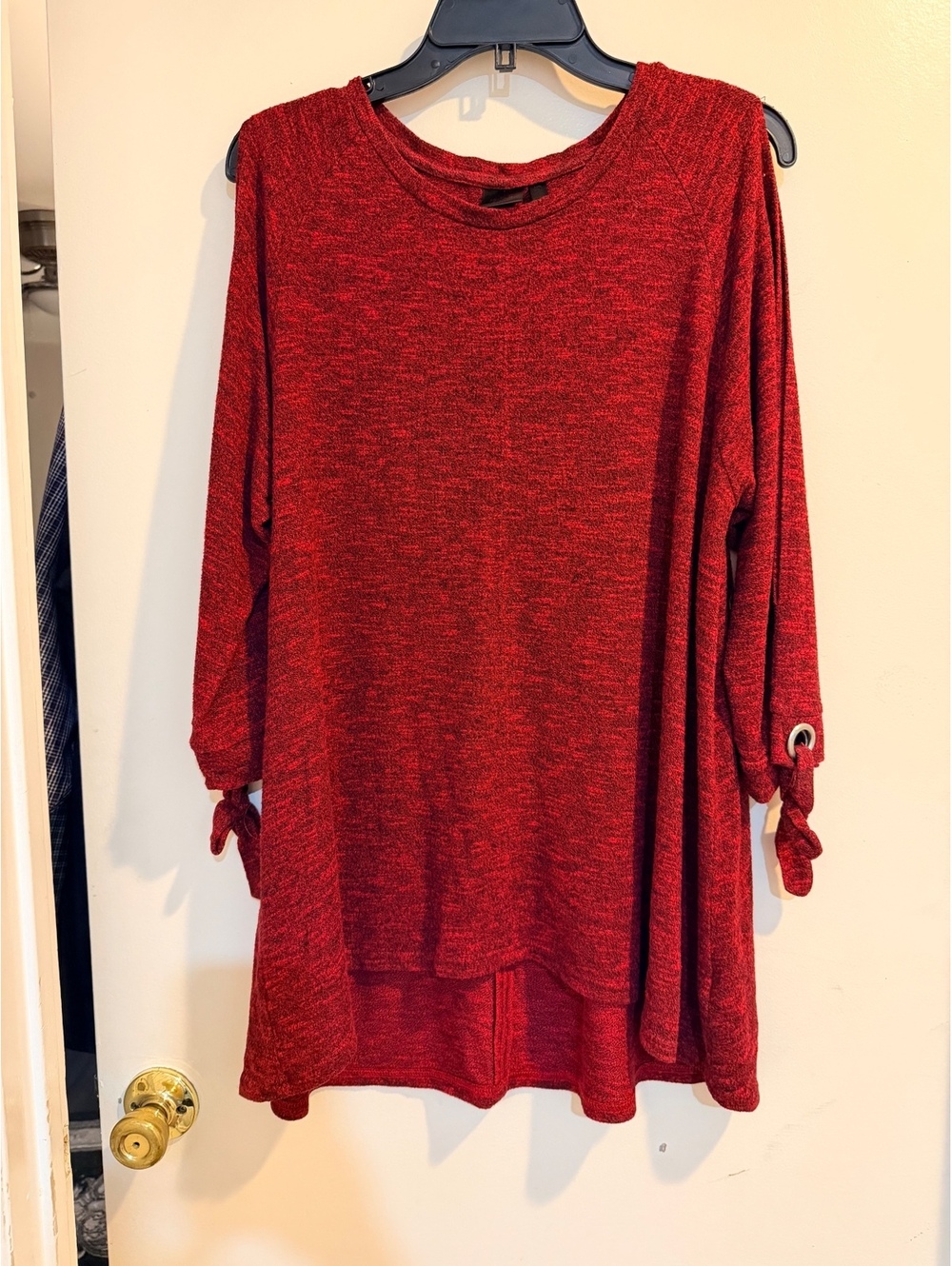 Studio red marled 3/4 sleeve top